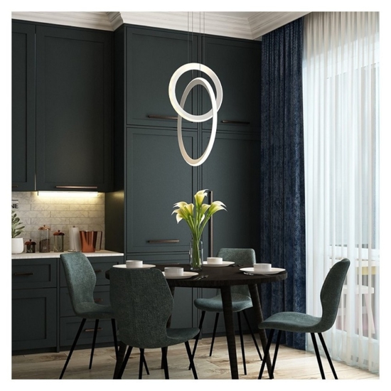 Lampadario moderno bianco led 48w 3000k design cerchi