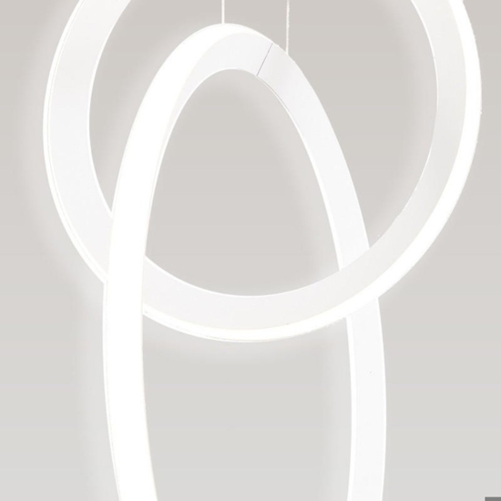 Lampadario moderno bianco led 48w 3000k design cerchi