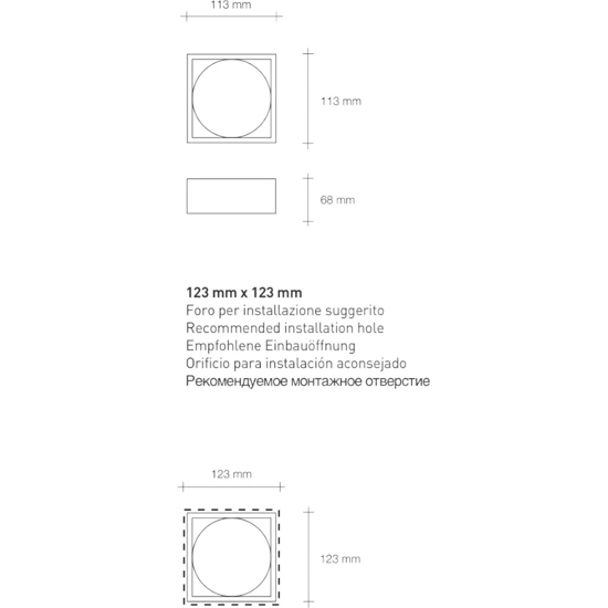 Faretto in gesso quadrato filiatra sforzin incasso per controsoffitto