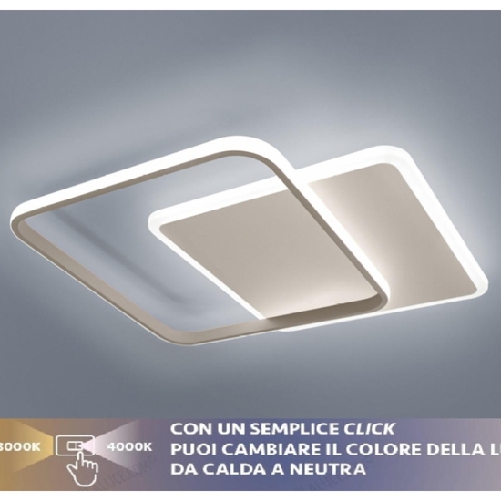 Plafoniera led 50w 3000k 4000k moderna quadrata sabbia vivida decline