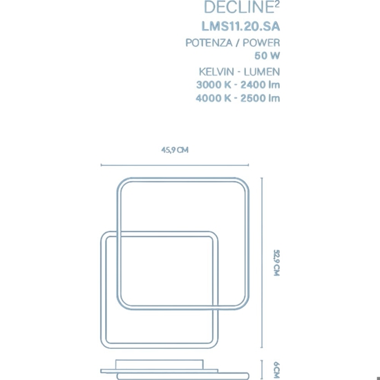 Plafoniera led 50w 3000k 4000k moderna quadrata sabbia vivida decline