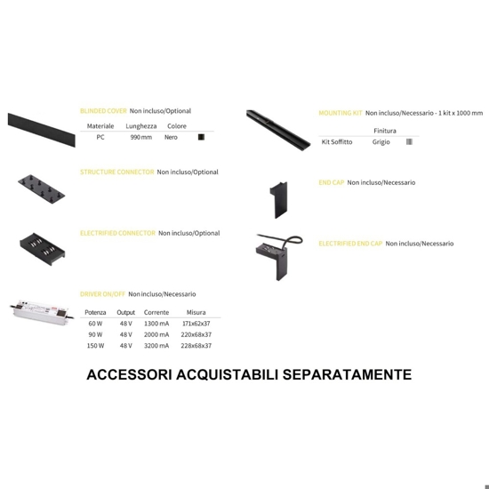 Ideal lux arca binario profilo a plafone 3mt monofase nero per faretti led