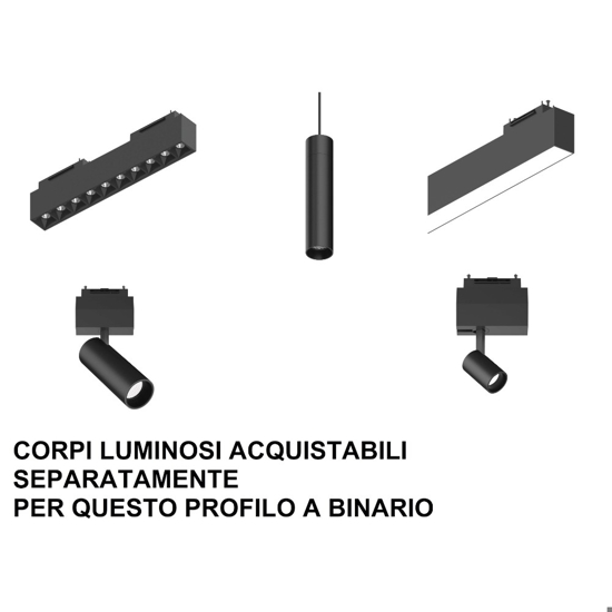Ideal lux arca binario profilo a plafone 3mt monofase nero per faretti led