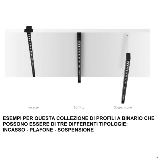 Ideal lux arca binario profilo a plafone 3mt monofase nero per faretti led