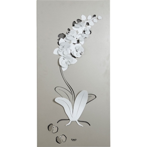 Quadro moderno orchidea verticale metalo bianco sabbia