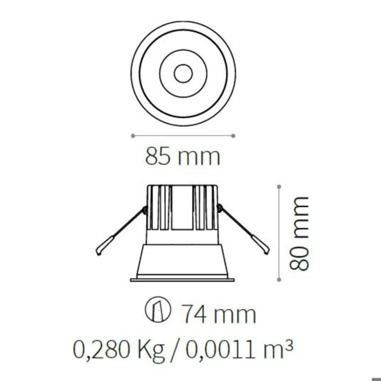 Game trim round bianco oro ideal lux faretto da incasso soffitto 11w 3000k