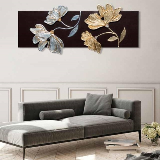 Quadro 150x61 tela fiori elevata qualità caffe decorato per salotto