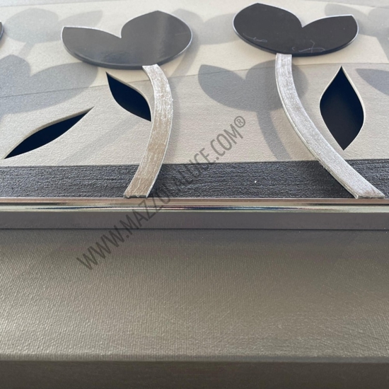 Quadro tulipani decorati moderno 120x60 antracite