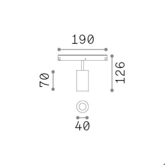 Faretto led 8w 3000k dimmerabile orientabile nero per binario monofase 48v