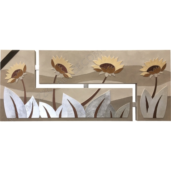 Quadro artigianale moderno 155x65 floreale