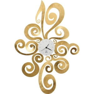 Orologio da parete design foglia oro contemporaneo