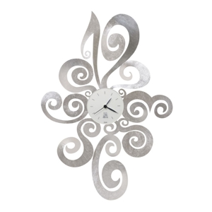 Orologio a parete da salotto contemporaneo foglia argento