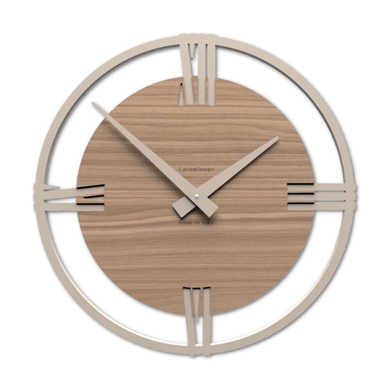 Orologio tondo da parete moderno 30cm noce canaletto