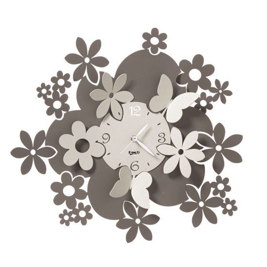 Orologio da parete colore fango avorio avorio fiori farfalle