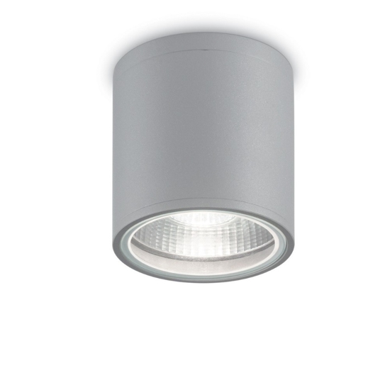 Gun pl1 ideal lux faretto da esterno soffitto terrazza cilindro grigio ip44