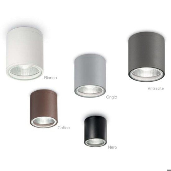 Gun pl1 ideal lux faretto da esterno soffitto terrazza cilindro grigio ip44