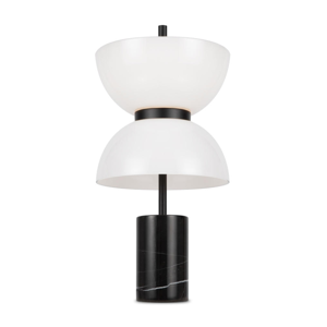Lampada da tavolo moderna marmo nero vetro bianco