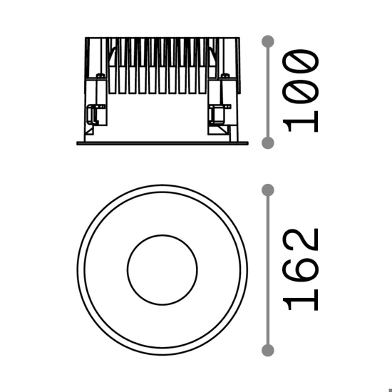 Faretto da incasso off fi 28w 4000k ideal lux nero rotondo moderno