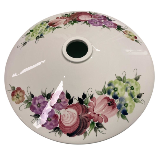 Ferroluce lampadario da cucina rustica ceramica bianca decorazione floreale