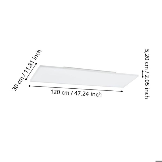 Plafoniera led 120x30 38w tricolor rettangolare