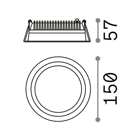 Ideal lux deep fi faretto a led da incasso rotondo ip44 su cartongesso 20w 3000k