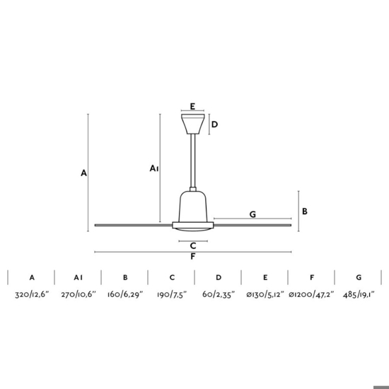 Ventilatore da soffitto bianco fino a 17mq con pale