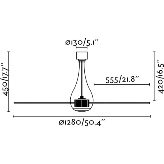 Ventilatore silenzioso in vetro soffitto per 17mq 128cm