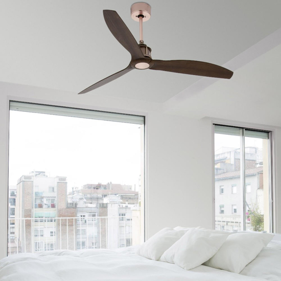Ventilatore silenzioso da soffitto rame pale effetto legno fino a 18 mq