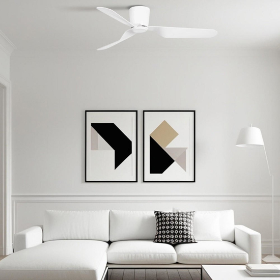Ventilatore da soffitto silenzioso a pale bianco fino a 28mq