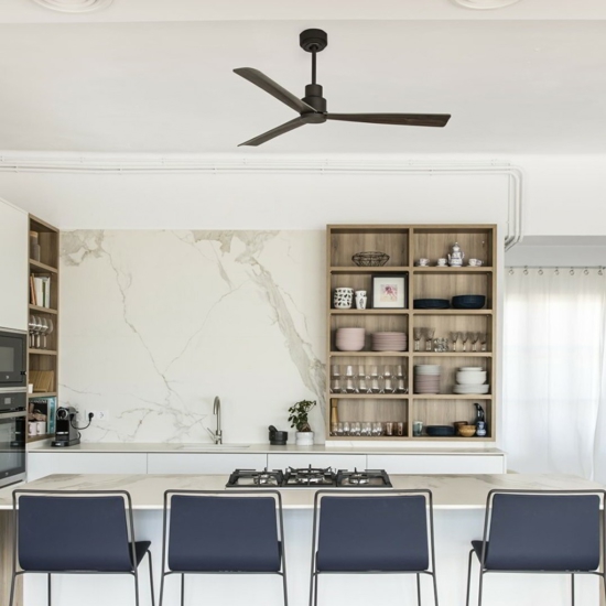 Ventilatore nero da soffitto fino a 17mq pale mdf marrone