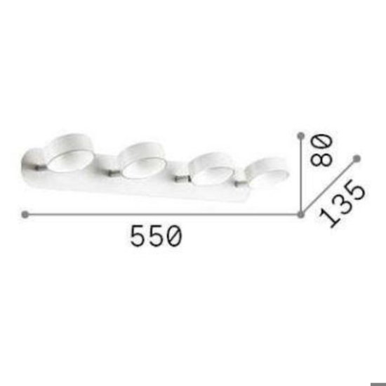 Oby pl4 ideal lux applique led 24w 3000k spot orientabili bianco