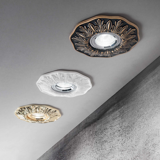 Ideal lux polka fi faretto da incasso a soffitto ottone oro