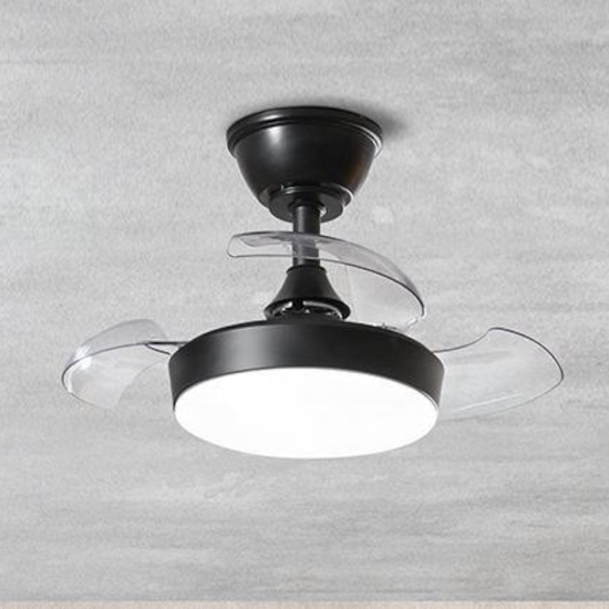 Plafoniera a ventilatore nero perenz pale a scomparsa motorizzate
