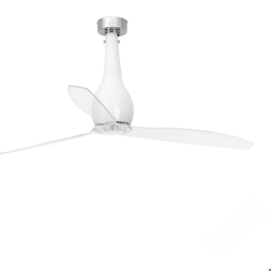 Ventilatore di vetro bianco lucido da soffitto silenzioso pale trasparenti