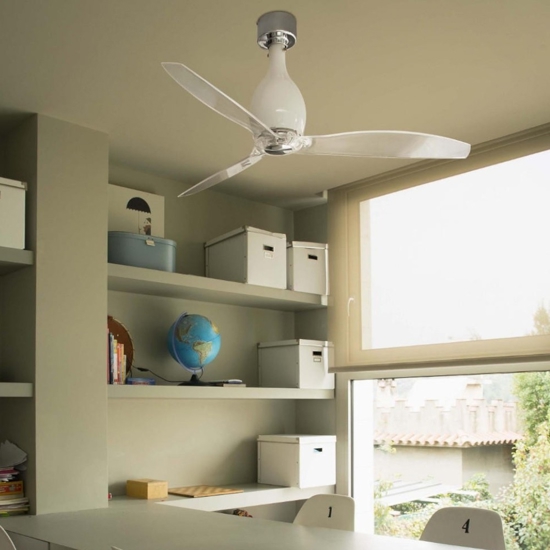 Ventilatore con luce da soffitto vetro bianco fino a 17 mq