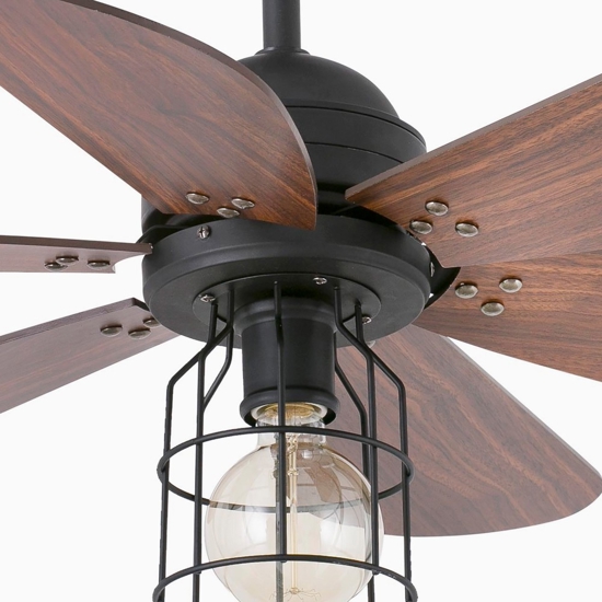 Ventilatore marrone a pale da soffitto con luce fino 13mq stile industriale