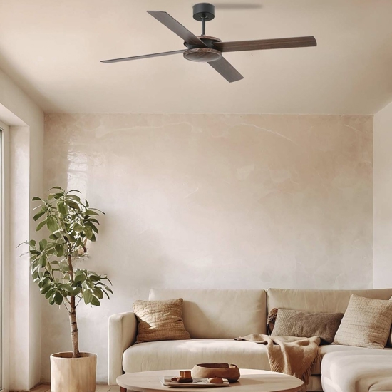 Ventilatore a soffitto fino a 28mq pale bicolore nero marrone