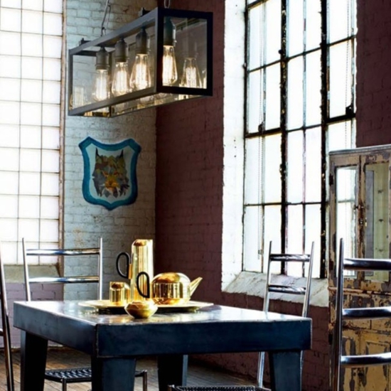 Igor sp4 ideal lux lampadario lanterna per cucina rustica nero