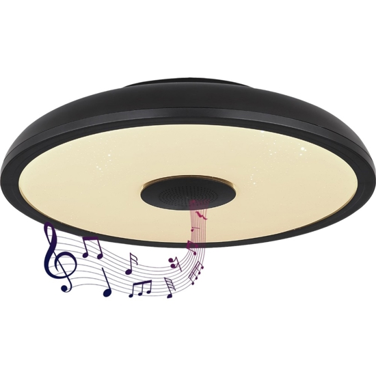 Plafoniera da bagno bluetooth led rgb nera con cassa e telecomando