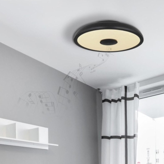 Plafoniera da bagno bluetooth led rgb nera con cassa e telecomando
