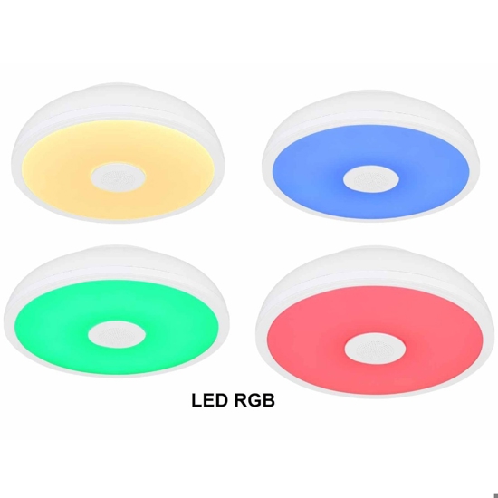 Plafoniera da bagno bluetooth led rgb nera con cassa e telecomando