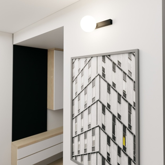 Plafoniera lampada da soffitto nera sfera bianca