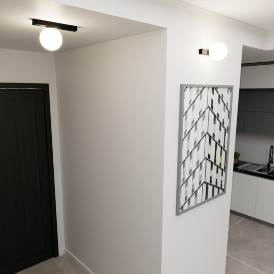 Plafoniera lampada da soffitto nera sfera bianca