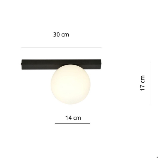 Plafoniera lampada da soffitto nera sfera bianca