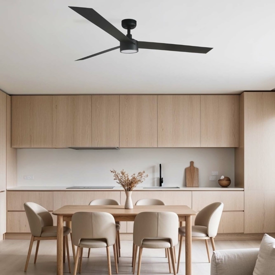 Ventilatore a pale nero da soffitto con luce fino a 28mq silenzioso