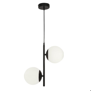 Lampadario nero moderno vetri bianchi