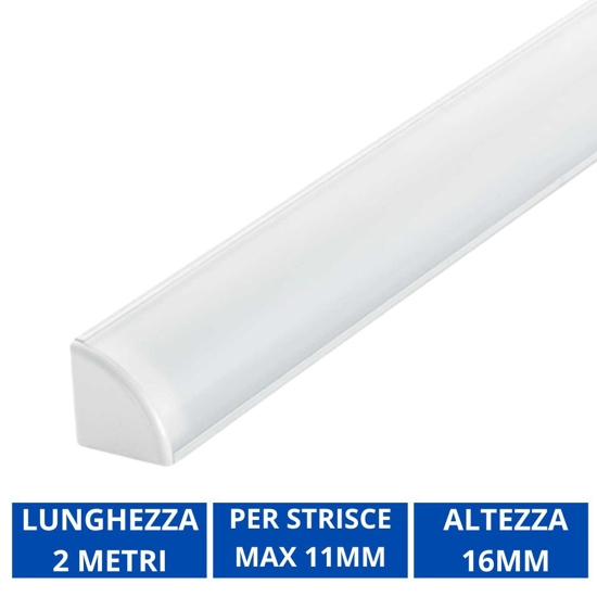 Profilo 2mt angolare lineare bianco per strisce led max 11mm ideal lux