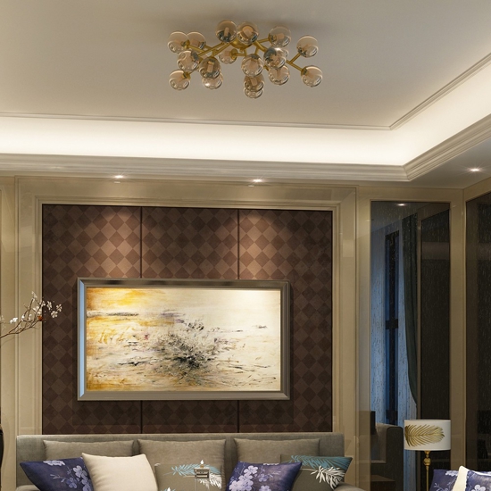 Maytoni plafoniera moderna dallas oro sfere vetro ambra