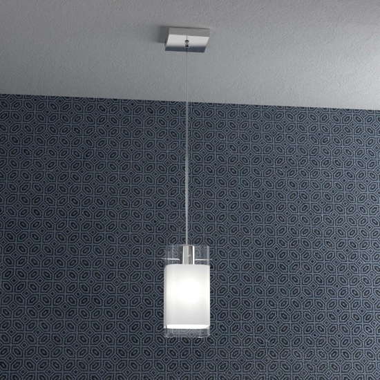 Lampada a sospensione vetro bianco quadrata top light