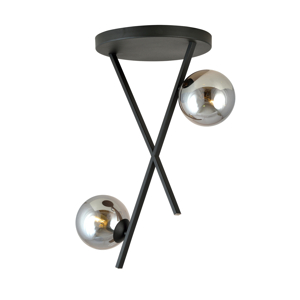 Plafoniera design moderna nera sfere vetro specchiato fp